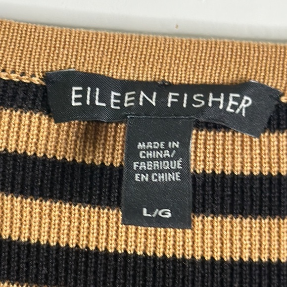 Eileen fisher tan and black stripe sweater size Large - Picture 5 of 8